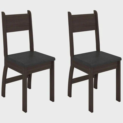 conjunto com 2 cadeiras para sala de jantar milano amendoa preto poliman móveis