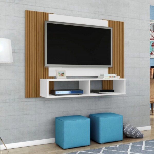 painel para tv até 48 polegadas com 2 nichos navi pintura ripado bechara