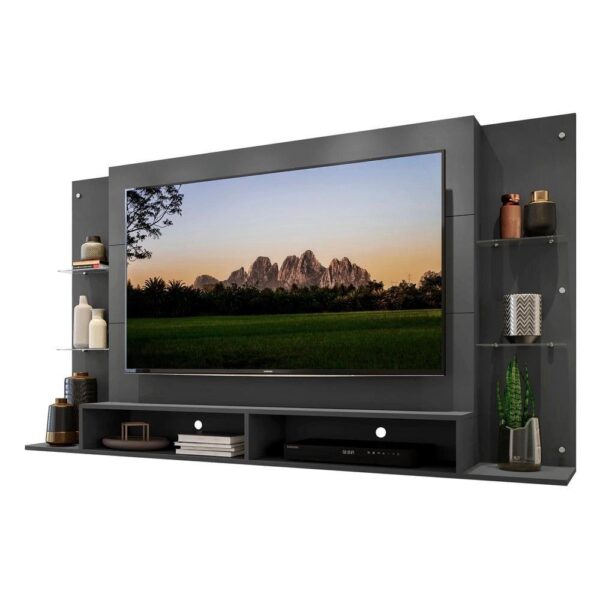 painel tv 60 c/ prateleiras de vidro nairóbi multimóveis grafite o painel tv 60″ com prateleiras de vidro nairóbi multimóveis é uma escolha inteligente e super em conta para deixar o seu ambiente bonito e organizado. produzido em mdp com acabamento acetinado (cerca de 20% de brilho), que garante maior durabilidade, resistência e facilidade na limpeza, possui painel para tv de até 60 (suporta até 28 kg) com espaçamento para a passagem dos fios, o que deixa um visual clean e os cabos organizados. possui 4 prateleiras em vidro, que deixam o móvel mais requintado e 2 nichos para acomodar os equipamentos eletrônicos. prático e moderno para deixar sua sala de estar confortável para aproveitar o aconchego do seu lar. conteúdo da embalagem: 1 (um) painel para tv 1 (um) kit com 4 prateleiras de vidro dimensões do produto montado: altura: 108 cm largura: 191 cm profundidade: 31,5 cm tamanho painel tv: 136 x 90cm *devido as variações de tamanho dos televisores no mercado, sugerimos que verifique as medidas da sua tv e compare com o painel antes de efetuar a compra. *não recomendamos utilizar suporte de tv articulado. *você pode consultar as medidas internas na imagem técnica do produto. disponível nas cores: madeirado – branco – preto texturizado – louro freijó – rustic – grafite *as cores do produto podem sofrer variações de tonalidade de acordo com as configurações do seu dispositivo. imagem meramente ilustrativa. decoração e eletros não acompanham o produto. o produto será entregue desmontado e não disponibilizamos o serviço de montagem. profundidade montado 32.00 estado de origem rs numprateleirasmoveis 6 instruções de cuidado limpar com pano seco para retirar o pó. não utilizar produtos químicos ou abrasivos a limpeza. não aplicar lustra móveis. indicado para tv’s até 60 polegadas suporta tv até 60 passa fio sim numeroportasmoveis 0 altura (cm 108 cm largura montado 191.00 referência do modelo 2739 formato do móvel painel tipo de produto painel coleção nairóbi tipo do móvel painel model 2739.676 requer montagem sim produto precisa de montagem sim, sugerimos a contratação do nosso serviço de montagem (para os ceps em que o serviço está disponível) ou de algum profissional experiente de sua preferência quantidade prateleiras 6 tamanho máximo de tela suportada 60″ tonalidade cinza altura montado 108.00 produto painel de tv numgavetasmoveis 0 largura (cm 191 cm produto composto por 1 painel para tv, 1 kit com 04 prateleiras de vidro, manual de montagem e kit ferragem. indicação tv fabricante multimóveis nichos 2 rbn 17100681011 marca multimóveis material mdp tamanho (l x a x p 191 x 108 x 32 acabamento finish foil quantidade portas n/a peso do produto 33 cor grafite quantidade gavetas n/a sistema de montagem o produto acompanha manual de montagem juntamente com parafusos, pregos, cavilhas, entre outros. o produto será entregue desmontado e a multimóveis não disponibiliza o serviço de montagem. suptvatemoveis 60 profundidade (cm 32 cm indicado para tvs acima de 47”